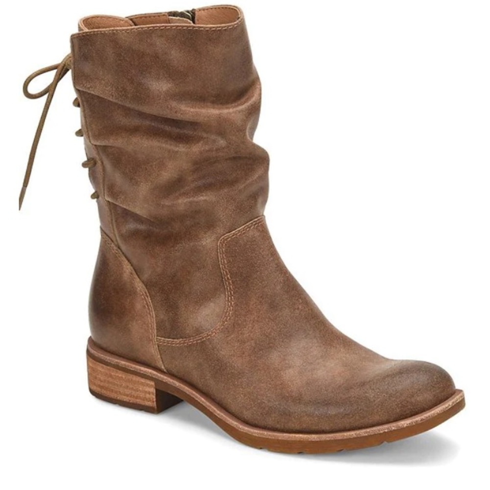Sofft Sharnell Low Waterproof Distressed Leather Block Heel Boots